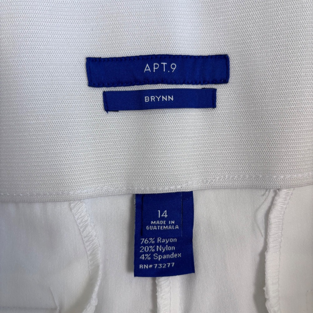 Apt. 9 Brynn White Pull On Capri Pants, Size 14 Tummy Control Summer Office - Picture 7 of 14